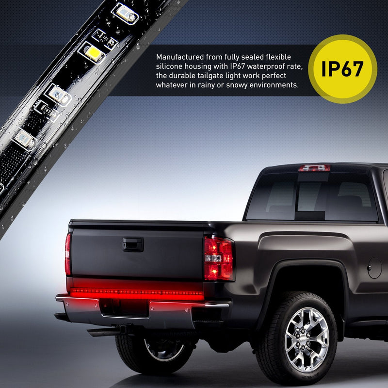 Nilight 48”/49” LED Tailgate Light Strip 90 LED Red/White for Running Light Brake / Turn Signal / Reverse Light，2 Years Warranty 48" Tailgate Light Strip