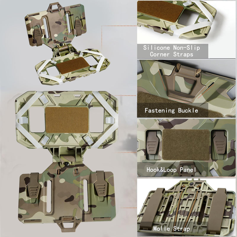 Tactical Phone Holder, Chest Phone Mount for Plate Carrier – MOLLE Compatible Universal Phone Holster for Screen Size 4.7"-6.7", Tactical Vest Attachment for Hunting, Duty, Hiking (Camo Green)