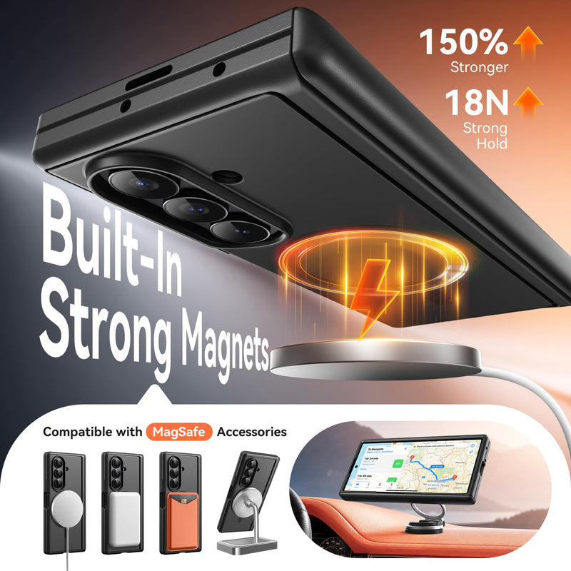BERFY for Samsung Galaxy Z Fold 8 Ultra Case, Compatible with MagSafe,Black | Privacy Screen Protector, Hidden Kickstand, Military Grade Hinge Protection, Full Body Shockproof Magnetic Phone Case Black For Z Fold 8 Ultra Case