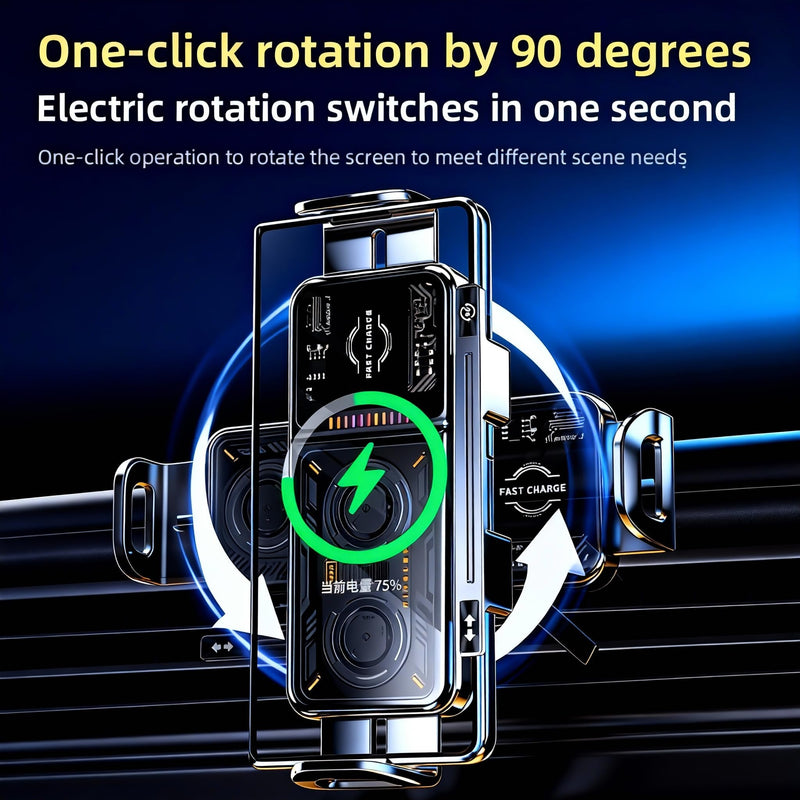 Wireless Car Charger, 2026 Upgrade 15W Fast Charging with LED Light Auto Clamping Phone Holder for iPhone 16/15/14/13 Mini Pro Max, Samsung Galaxy S25 Ultra, S24/S23 etc (Black + Fixed Bracket) BLACK + Fixed bracket