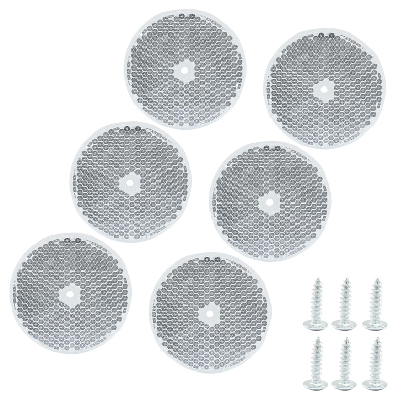 6 Pack White Round Reflector, Front Reflector with Mounting Screw, Safety Reflectors for Driveway, Trailer, Posts