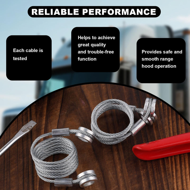 2pcs Hood Control Cable with 4pcs Circlips, Hood Release Latch Cable Replacement Suitable for Peterbilt 1987-2010 357/375 / 377/378 / 379 Replaces Parts Accessories L92-6000-0718/924-5402