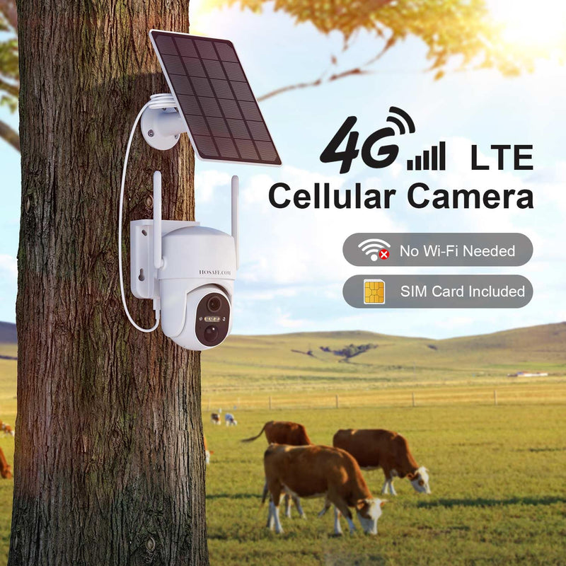 HOSAFE.COM 4G LTE Cellular Security Camera Outdoor, No WiFi Security Camera Outside, Wireless Security Camera Outdoor Solar Powered, 360 Ptz, Human Sensor, 2K HD, 2-Way Talk, IP66, 2 Pack 4G Cellular Camera (2 Pack)