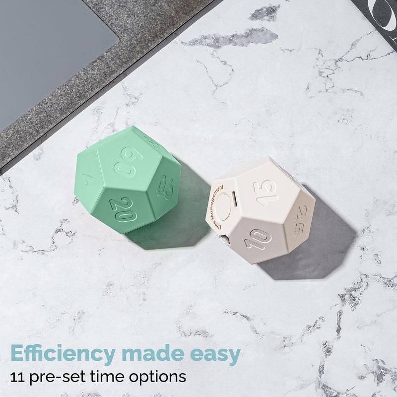KADAMS Pomodoro Cube Timer Productivity-11 Preset Countdowns, Flip-to-Start Gravity Activation - Sound Vibrate Mute Rechargeable - Ideal for ADHD Kid Kitchen Classroom Cook Study Exercise - Green