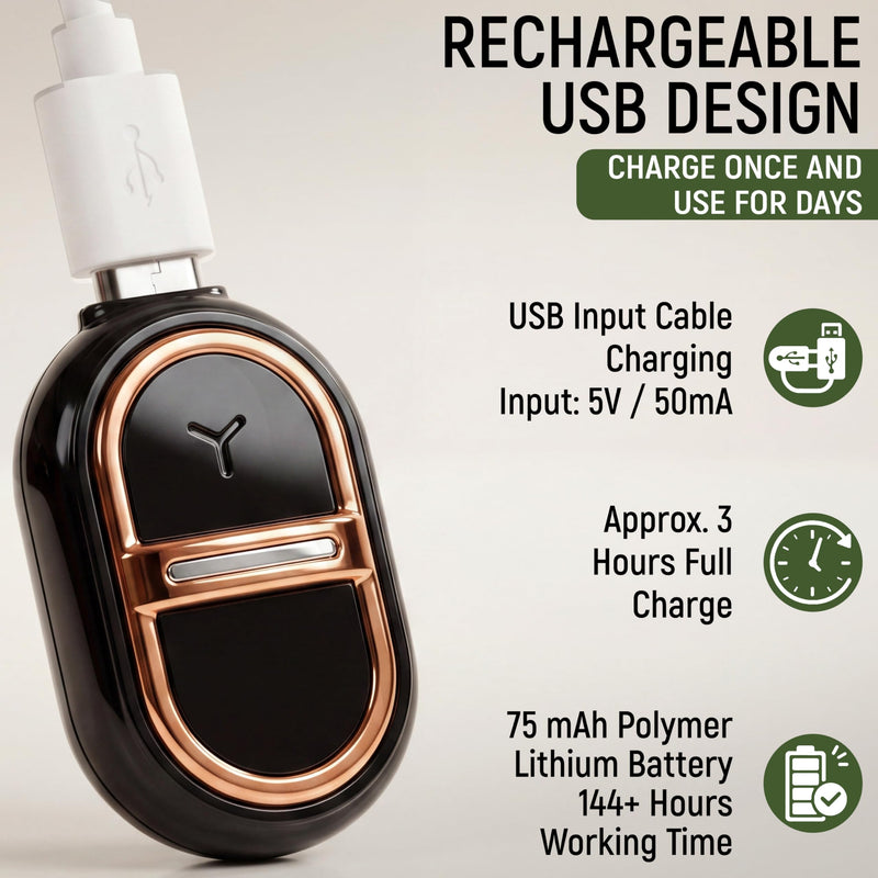 Ultrasonic Portable Keychain for Outdoor Use, Rechargeable Clip-On Rainproof Device with 7 Adjustable Frequency Settings, USB Cable for Camping, Hiking, Backyard, Travel, 1.0 × 1.1 × 0.6 in