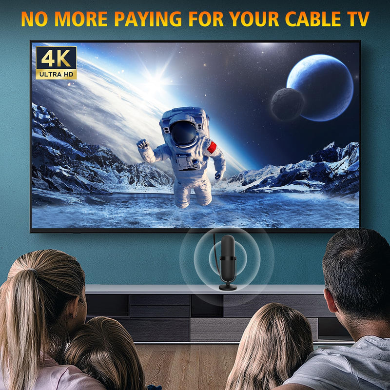 2026 TV Antenna Indoor,TV Antenna for Smart TV with 360° Signal Booster Reception,Digital Antennas 3500+ Miles Long Range Support 8K 4K 1080p TVs,Portable HD Antenna for Local Channels-25ft Coax Cable Black
