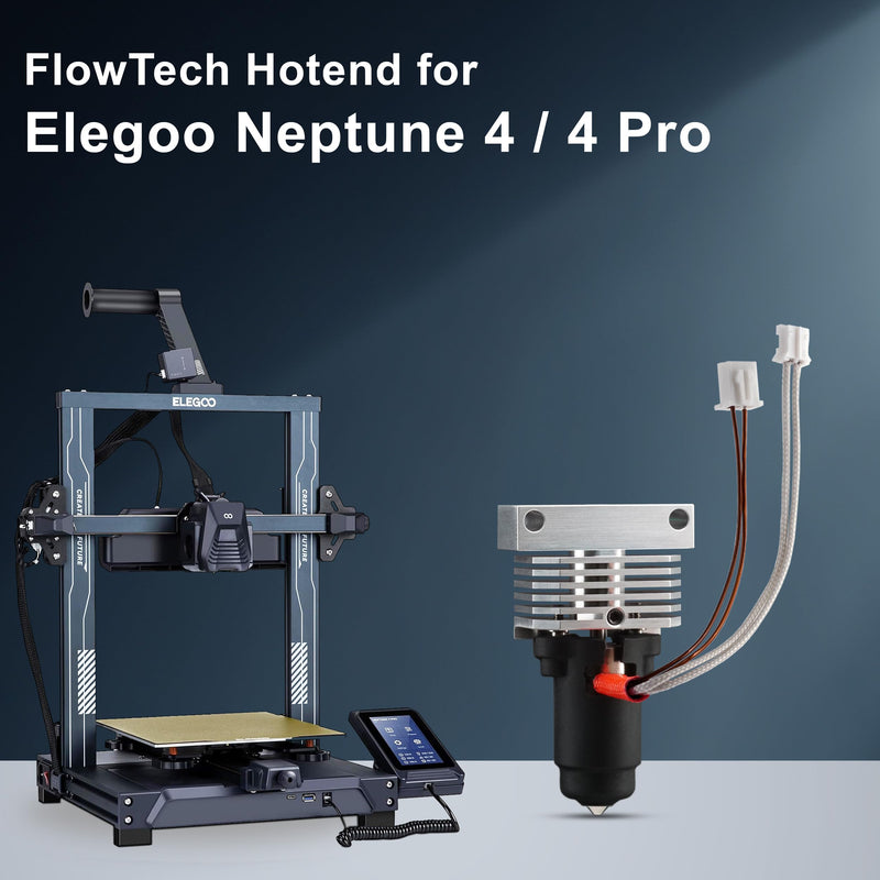 Microswiss FlowTech Hotend for Elegoo Neptune 4/4 Pro - Leakproof Nozzle - Cold Nozzle Change - High Flow - All Metal Design - Made in USA