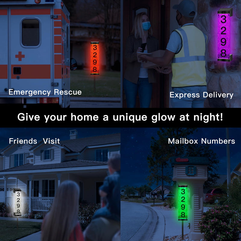 Solar Address Numbers for House, Waterproof LED House Numbers for Outside Modern, Illuminated Solar Address Signs with Remote Control for Streets, Family Yards and Homes multicolor 1 PCS