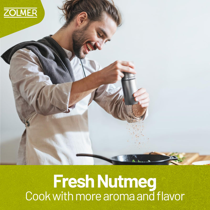 Professional Nutmeg Grinder with Sharp Blade for Whole Nutmeg, Powder Finish, Stainless Steel Nutmeg Grater – ZOLMER®