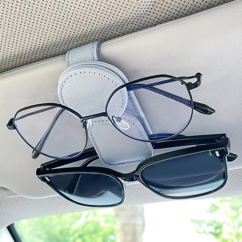 KIWEN Sunglasses Holder for Car Visor, Magnetic Leather Sunglass Eyeglass Hanger Clip for Car Sun Visor Accessories (1, Black) 1 Pack