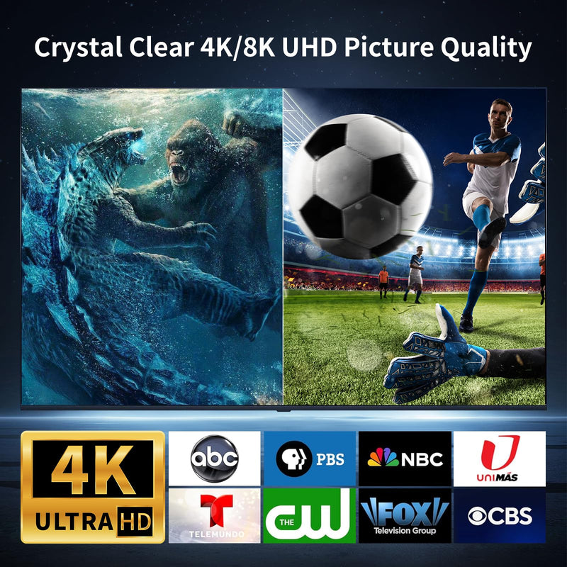 2026 TV Antenna for Smart TV, Digital HD TV Antenna Indoor with Signal Amplifier, 1800+ Miles Range 4K1080P with Magnetic Base for Local Channels, Long Range Reception, Easy Installation Grey