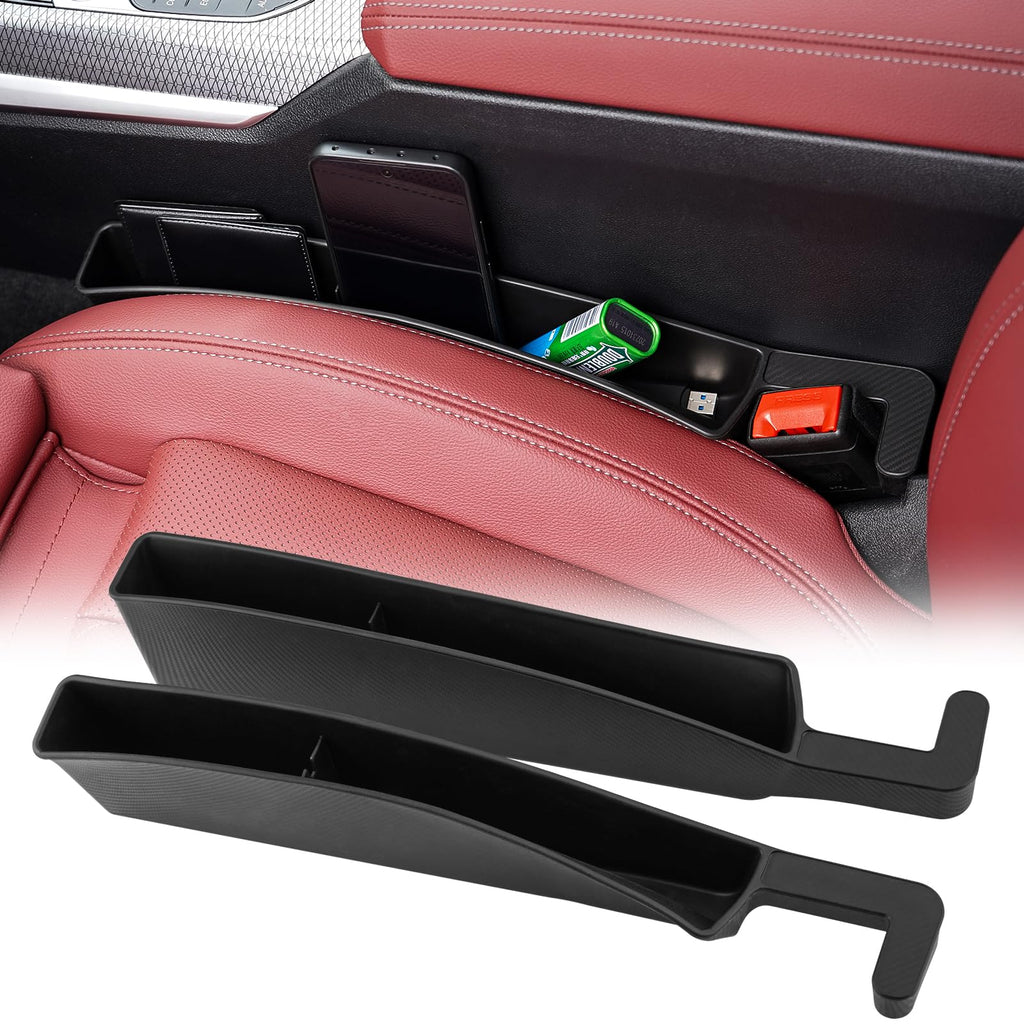 2Pcs Car Seat Gap Filler, Car Gap Filler Organizer, Car Seat Gap Storage Box Between Seat and Console, Car Accessories, Car Essentials, Fit Most Cars, Black