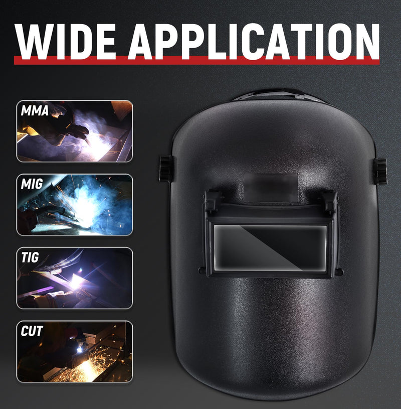 TOPDC Welding Helmet 3.86"x1.61", Flip Front Welding Mask with Adjustable Headgear, Shade 11 TD-LY800B Black
