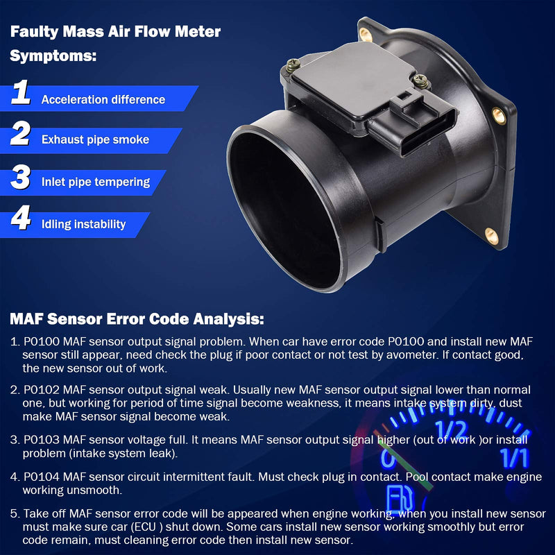 Mass Air Flow Sensor Meter MAF F81F12B579BA XL3F12B579BA Compatible with 1998-2004 Ford F150 F-250 F-350 F-450 F-550 Super Duty Expedition Lobo Taurus Lincoln Jaguar 3.4L 4.6L 5.4L 6.8L 7.3L V8