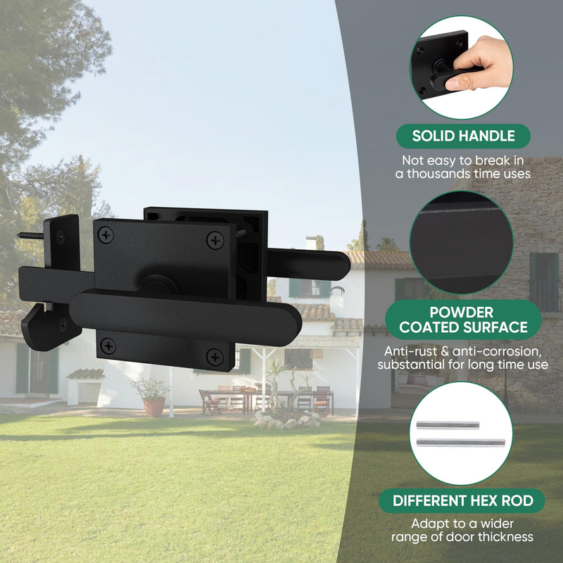JUBEST Gate Latch, Heavy Duty Swinging Gate Latches Double Sided Gate Hardware for Right Inswing Door, Widely Used on Outdoor Fence, Wooden Gates, Pool Gate, Backyard Gate GL01-R