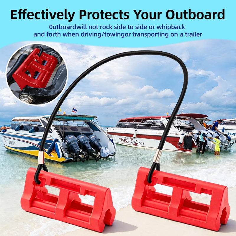 2 Sets 4" Steer Stop Outboard Steering Locks - Keep Motor in Position When Towing, Easy Install Hydraulic Steering Clip for Safe Boat Trailering & Transport Red