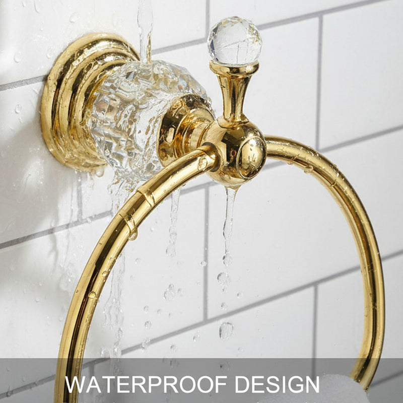 Gold Towel Ring,Crystal Hand Towel Holder Bathroom,Polished Hand Towel Ring Round Rack Wall Mounted Bling Bathroom Accessories Gold B