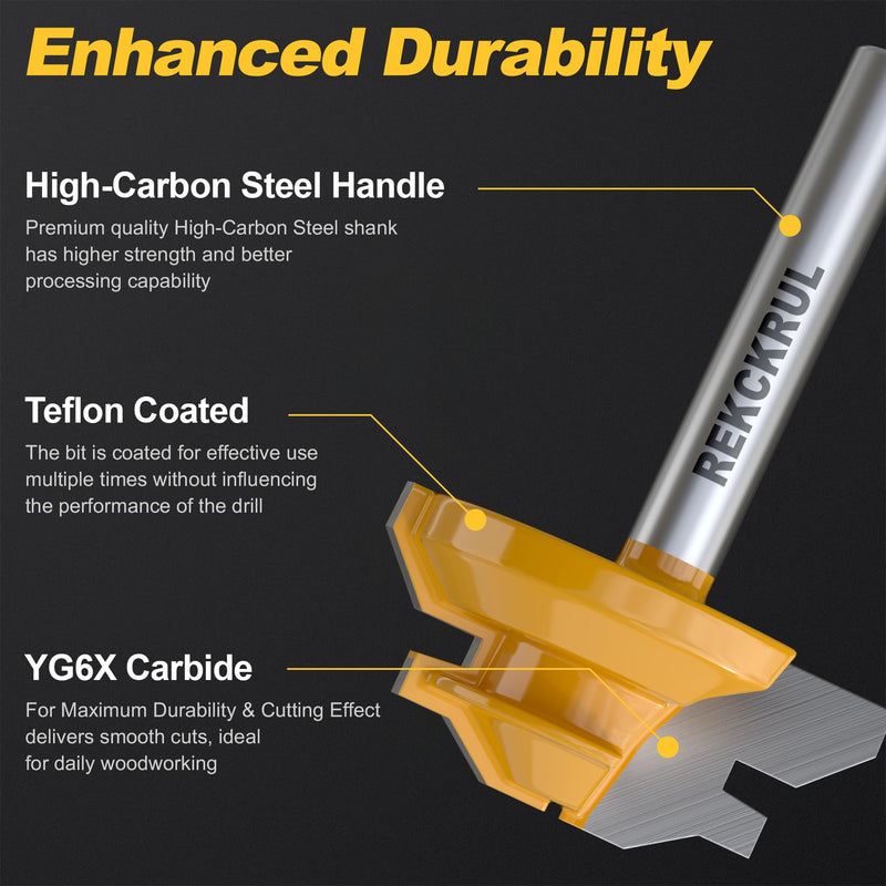 Professional 3 PCS 45 Degree Lock Miter Router Bit Set - Carbide Tipped, 1/4" Shank, Cutting Height: 1/2", 5/8", 3/4", Woodworking Tools for Cabinets, Drawers, Doors & Furniture 1/2", 5/8", 3/4" Cutting Heights 1/4" Shank - 3 Piece Set
