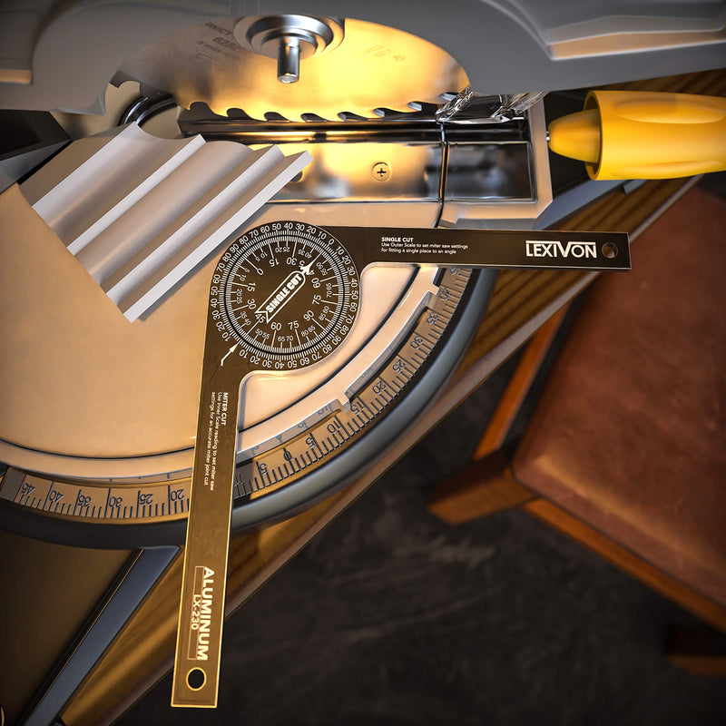 LEXIVON [2-pack] Aluminum Miter Saw Protractor | 7-Inch Rust Proof Angle Finder Featuring Precision Laser Engraved Scales (LX-230X2) 7 Inch, 2 Pack