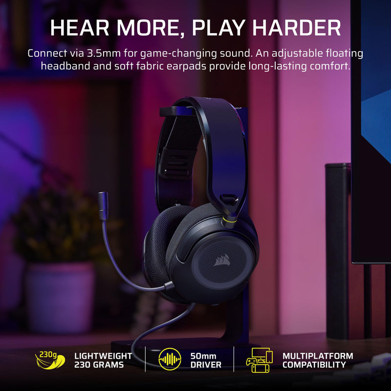 Corsair HS35 v3 Wired Gaming Headset with Mic – Carbon | PC/PS5/PS4/Switch/Xbox/Mac, Lightweight Comfort, 3.5mm
