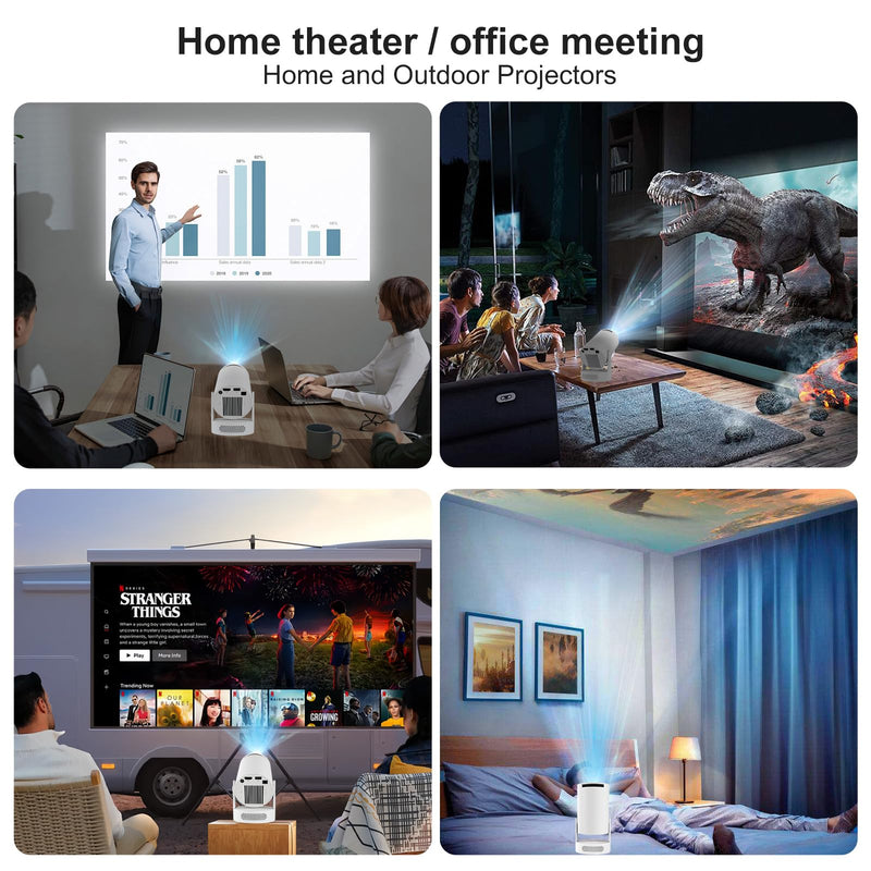 【Built-in Apps】Mini Projector WiFi and Bluetooth ,Movie Projector Compatible with TV Stick Smartphone / HDMI / USB,Support 4K Portable HD Outdoor Indoor for Home Theater with Wall/Ceiling Projection