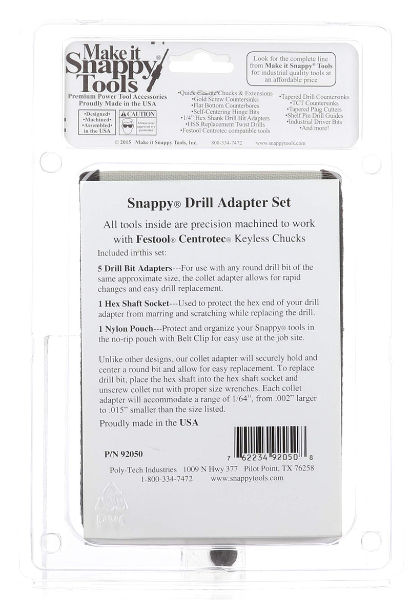Make it Snappy Tools 5-Piece Drill Bit Adapter Set Compatible with Festool Centrotec Chucks