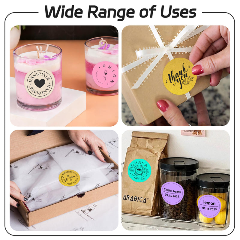 2 inch Dot Stickers Labels Circle Garage Sale Sticker 750Pcs Round Thermal Printer Stickers Printable Writable Price Labels for Yard Sale, Gold