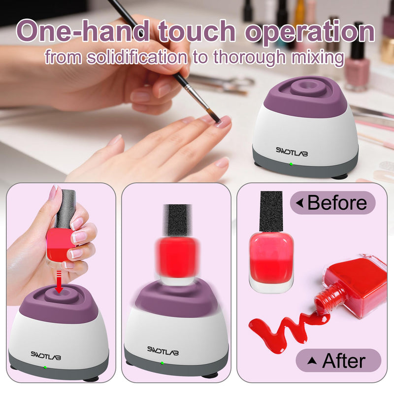 Vortex Mixer, Nail Polish Shaker, Glue Shaker | Paint Shaker & Paint Mixer for Gel Polish, Acrylic Paints, Eyelash Adhesives, Tattoo Ink, Test Tubes, 100×Mixing Balls, Purple