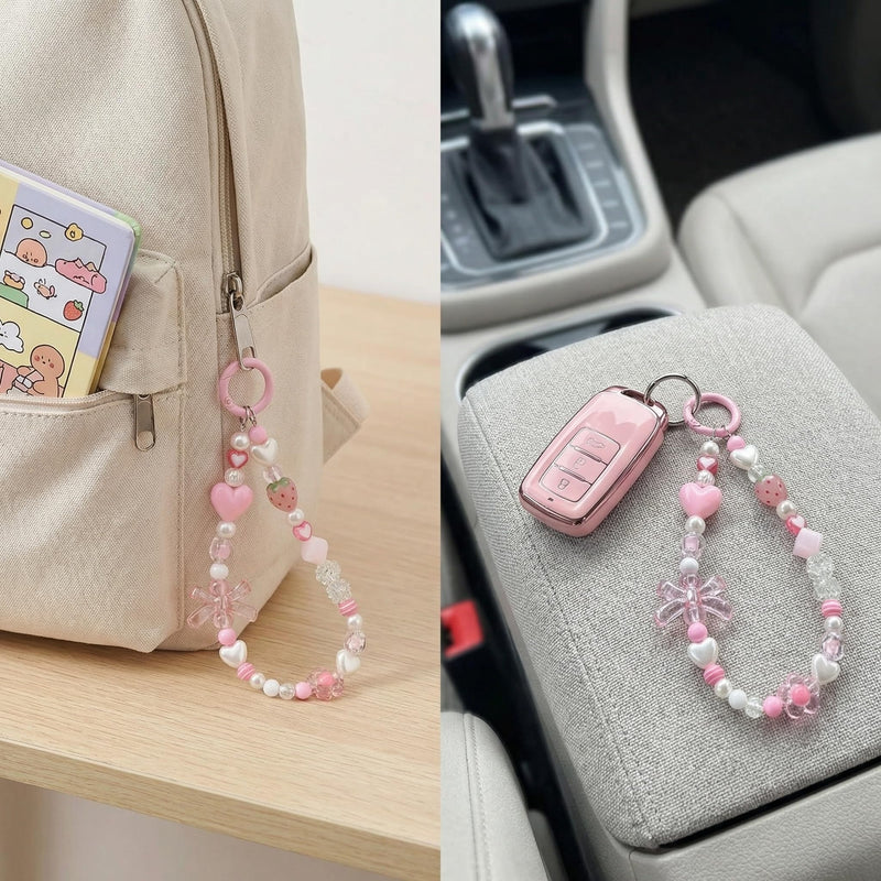 Cheetah Leopard Heart Bowknot Bow Cute Girly Glitter Bling Turtoise Brown Aesthetic Trendy Phone Charms Lanyard Pink
