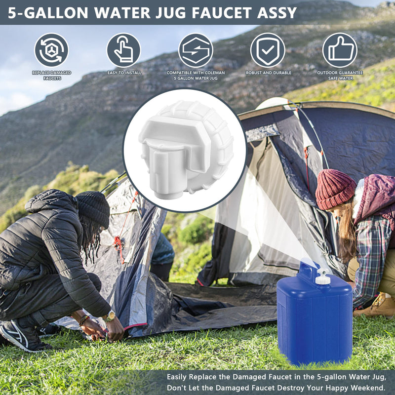 5-Gallon Water Jug Spigot, Water Carrier Jug Replacement Faucet Assy. Compatible with Coleman 5 Gallon Water Carrier Model, Universal Water Spout for 5-Gallon Jug. Sealed and Durable Water Jug Spout. 2 Pack
