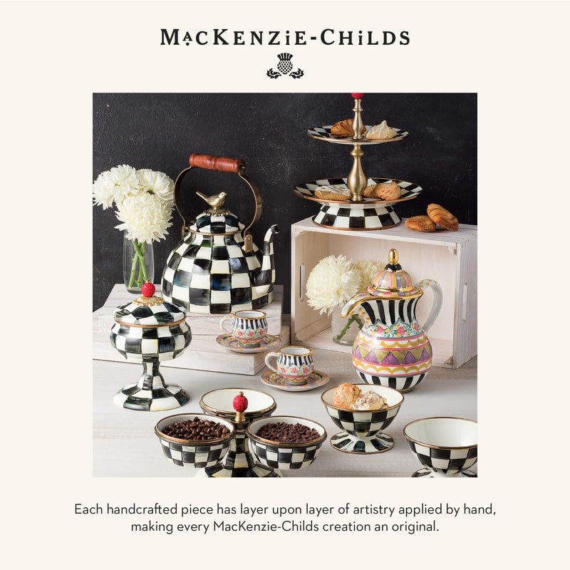 Mackenzie-Childs Supper Club Pie Server, Stainless-Steel Kitchen Pie Cutter, Serving Tool for Dessert, Black-and-White Courtly Check