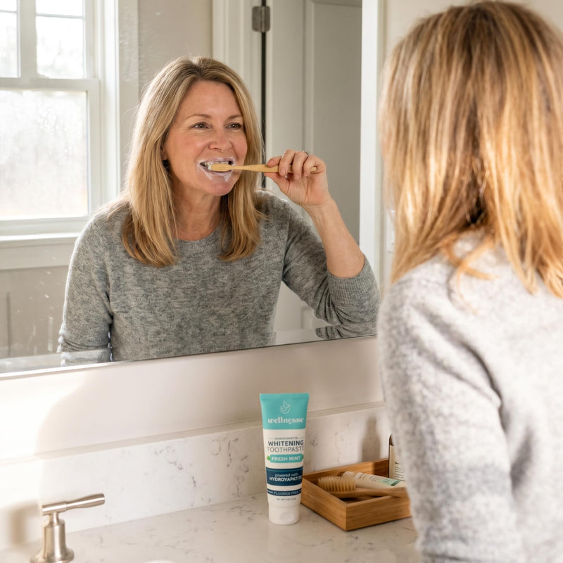 Wellnesse Hydroxyapatite Toothpaste, Fluoride Free, Whitening Toothpaste, Remineralizing Enamel Care, Xylitol Formula for Sensitive Teeth and Daily Oral Care, Fresh Mint, 4 Oz, Pack 3 4 Ounce (Pack of 3)