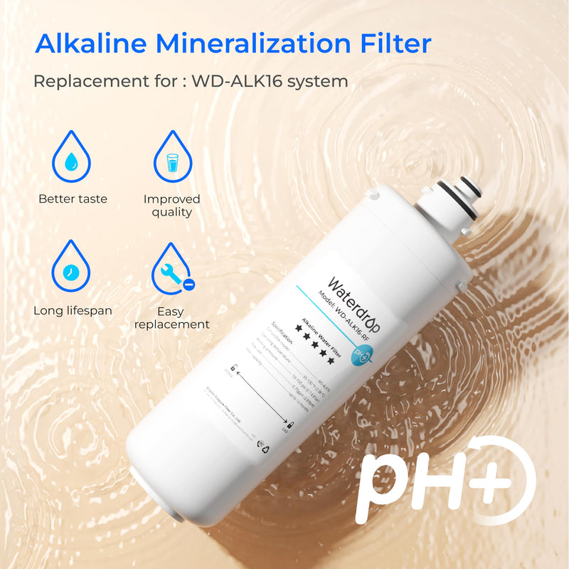 Waterdrop ALK16-RF Filter, Replacement for ALK16 Filter, 12-month Lifetime | Waterdrop ALK16-RF Filter, NSF/ANSI 372 Certified