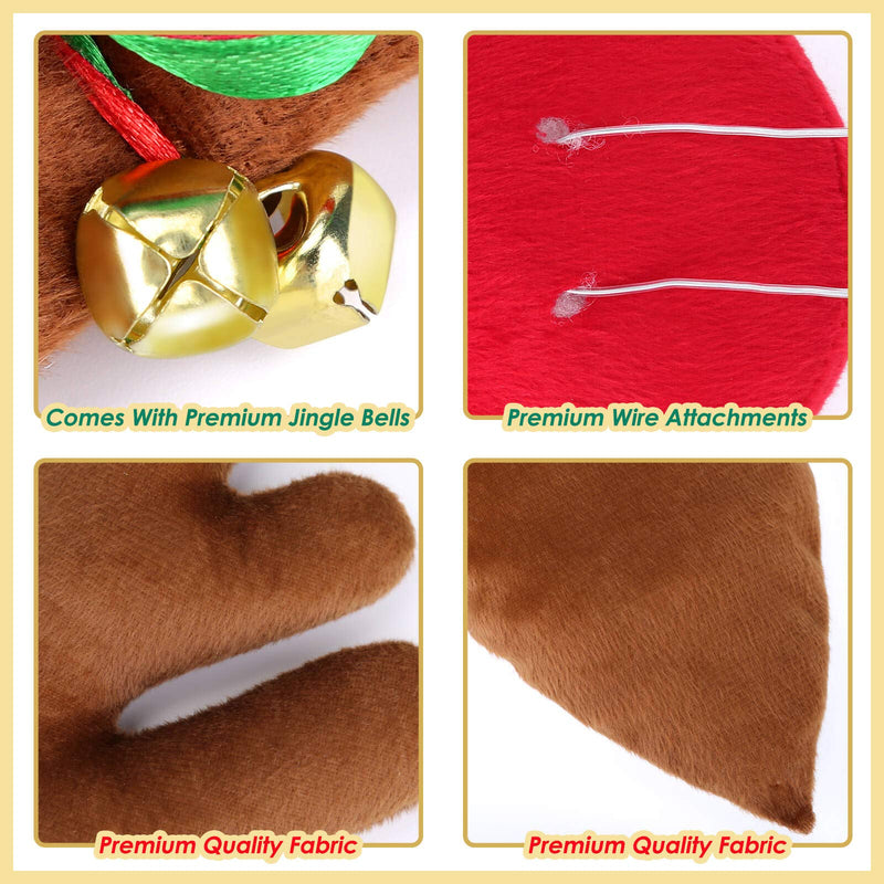 Upgraded Car Reindeer Antler Kit Christmas Rudolph Auto Decorations, Rudolph Auto Accessories with Tail, Nose - Add Holiday Spirit 15.5 inch