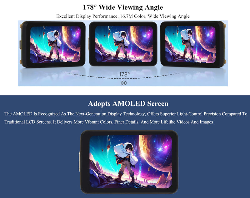 ESP32-S3 1.64inch AMOLED Touch Display Development Board, 280x456, QSPI Interface, Onboard Accelerometer and Gyroscope Sensor and Other Interfaces, ESP32 with Display