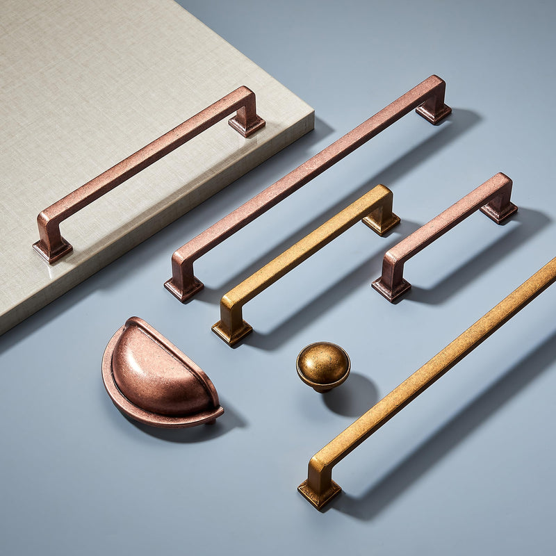 khtumeware 10 Pack 3" Vintage Drawer Pulls Antique Copper Cabinet Cup Pulls Kitchen Hardware Cabinet Handles Drawer Handles Knobs 3 inch Hole Center
