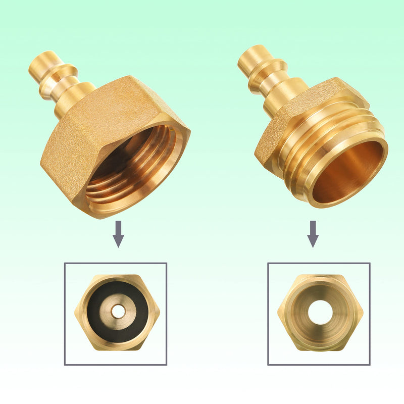 Winterize RV Blowout Adapter 4 pcs, Air Compressor 1/4" Quick Connect Plug To GHT 3/4" Garden Hose Faucet Blow Out Adapter Fitting For Winterize Sprinkler Systems, Boat, Camper and Travel Trailer