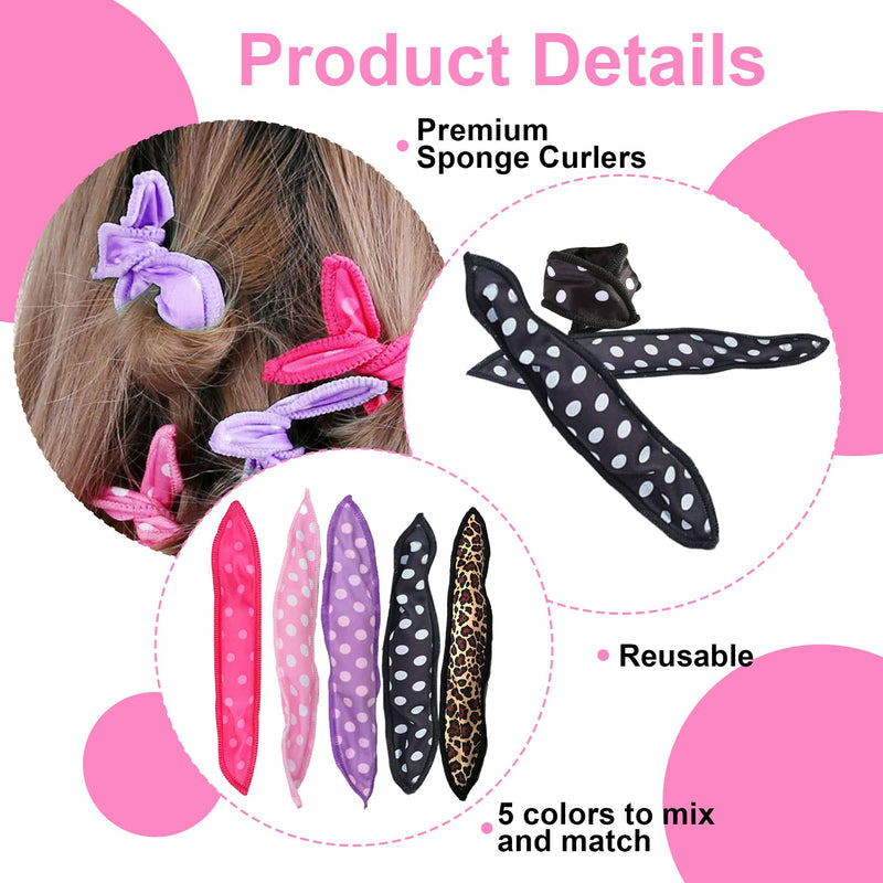 40PCS Foam Hair Rollers for Short Hair, 5 Colors | Soft Heatless Curlers, No Heat Sponge Rollers, Sleep Pillow Rollers, Overnight Hair Curlers, For Long Hair