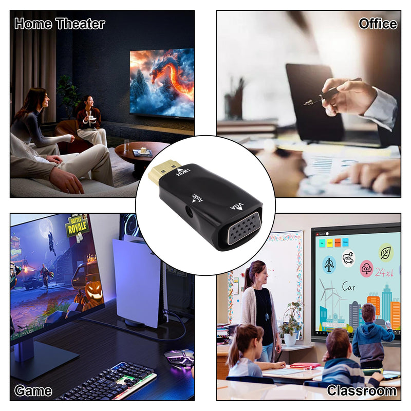 HDMI to VGA Adapter Converter with 3.5mm Audio Jack | HDMI Male to VGA Female,1080P,0.5M 3.5mm Audio Cable, for PC HDTV Monitor Projector