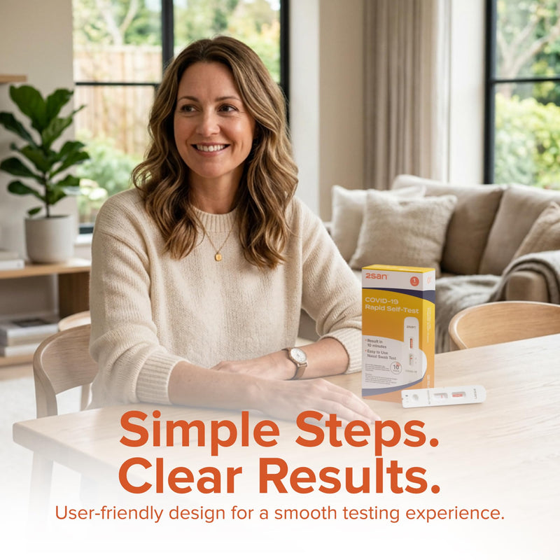 2San COVID-19 Rapid Antigen Home Test - Results in 10 Minutes | FDA Cleared OTC nasal swab test for ages 2+ – no appointment needed – available in 1, 2, or 5 pack