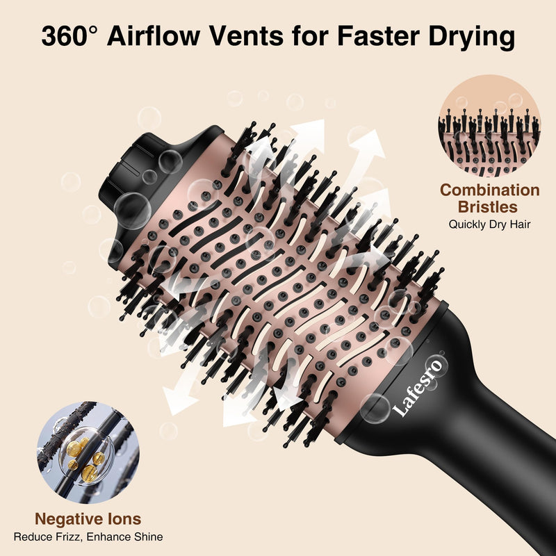 Hair Dryer Brush, One-Step Hot Air Brush | Ionic Ceramic Oval Barrel (60mm) | Negative Ion Anti-Frizz | Smooth, Shiny Salon-Style Blowout | Blow Dryer & Styler Volumizer with Protective Cover