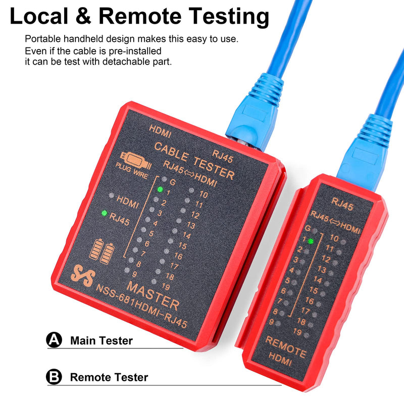 HDMI Tester Portable High Definition Network Cable Tester Checker HDMI & RJ11/45 Tester