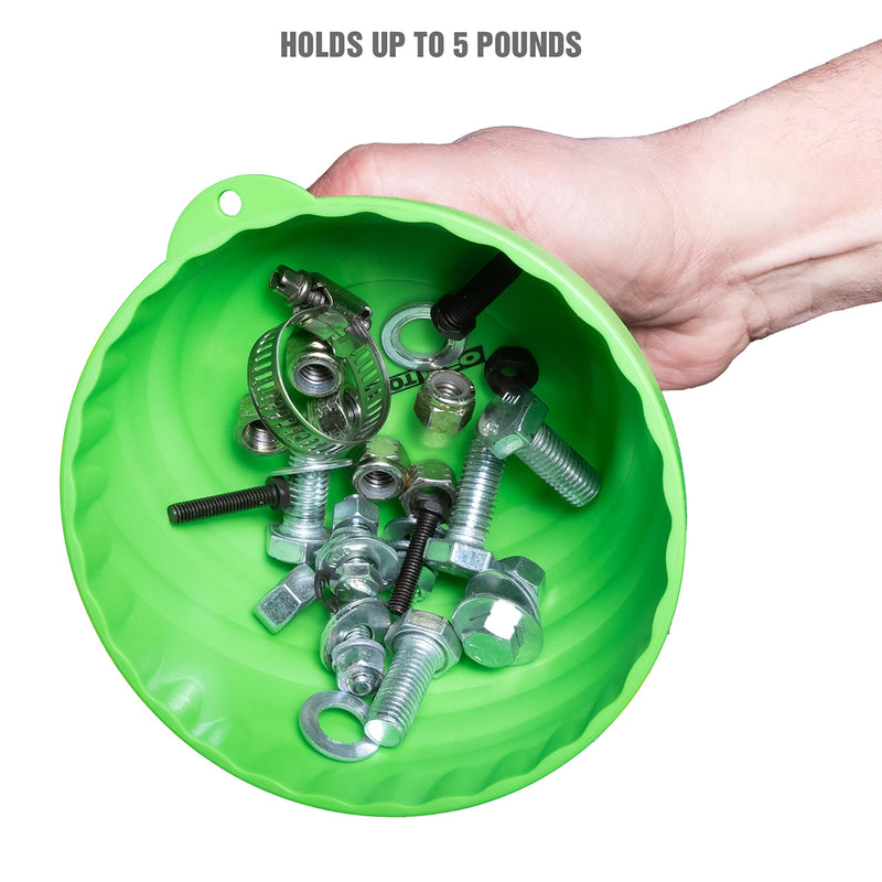 OEMTOOLS 25114 Magnetic Nut Cup, Magnetic Bowls for Holding Nuts and Bolts, 6 Inch Cup Diameter, Coated Magnet Sticks to All Ferrous Metal Work Surfaces,Green Green