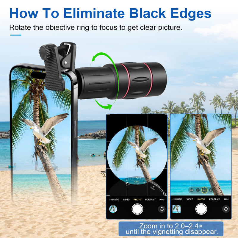 28X Telephoto Zoom Lens with Tripod for iPhone Samsung Android Camera, HD Clip-On Monocular Telescope for Moon, Concerts, Wildlife, Sports Events, Bird Watching, Portable Smartphone Lens Kit
