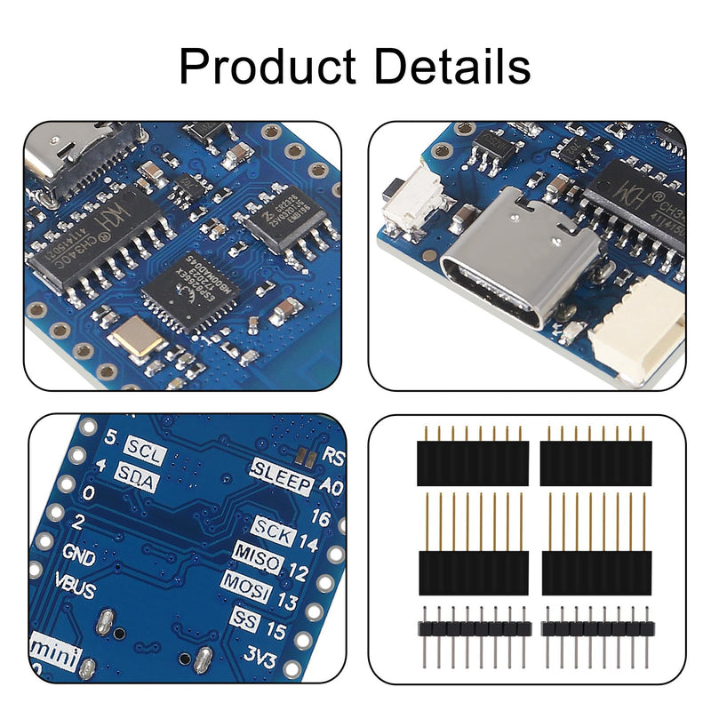 10pcs WeMos D1 Mini V4.0.0 Type-C USB WiFi Internet of Things Board Based ESP8266 4MB Compatible with Arduino MicroPython Nodemcu (V4.0.0 Type-C) 10pcs V4.0.0 Type-C