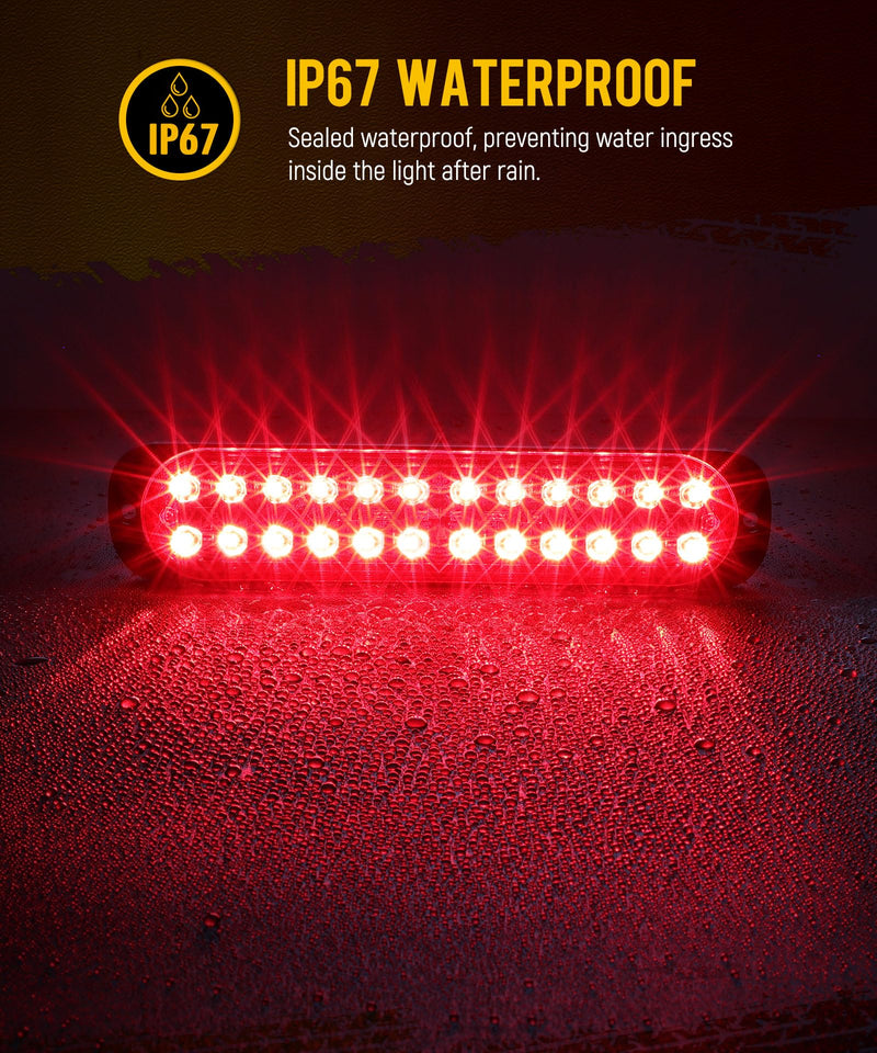 Partsam 2Pcs 7.5 inch Aluminum Housing Red 24LEDs Trailer Stop Brake Turn Signal Tail Light, Surface Mount Marker Lights of Trailer Truck Tractor RV Pickup Golf Cart, IP67 Waterproof