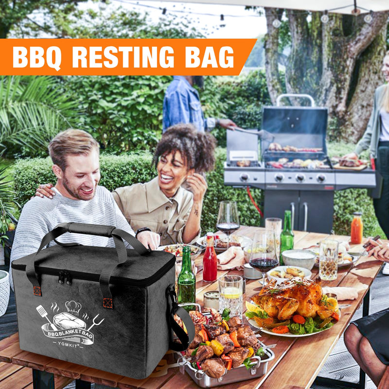 BBQ Blanket for Resting Meat,Reusable BBQ Resting Bag for Meat,Meat Brisket Resting Bag,Meat Blanket for Resting Large Barbecue Resting Blanket For Outdoor Smoker and Grilling Black