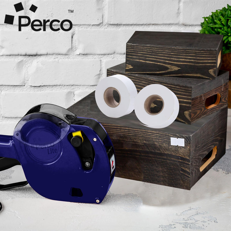 Perco 1 Line White Labels - 2 Rolls, 2,000 Blank Price and Date Gun Labels for Perco Lite, X, Plus and Pro 1 Line Price and Date Guns