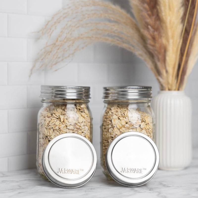 Jarware Stainless Steel Mason Jar Lids, Set of 8 Regular Mouth Lids for Mason Jars Regular Mouth, Set of 8