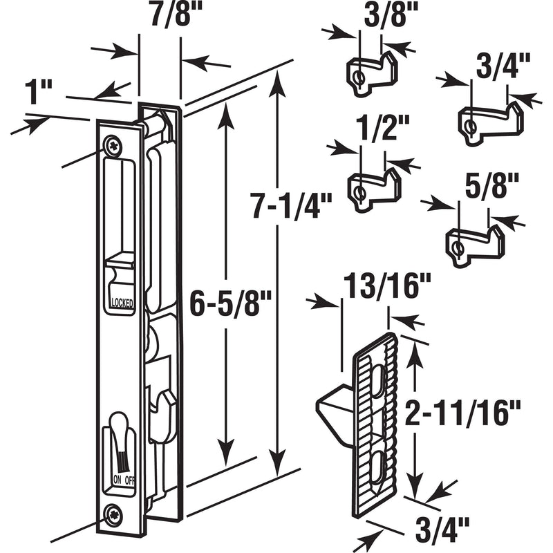 Prime-Line C 1226 Patio Sliding Door Handle Set, White, 1-1/8 In.